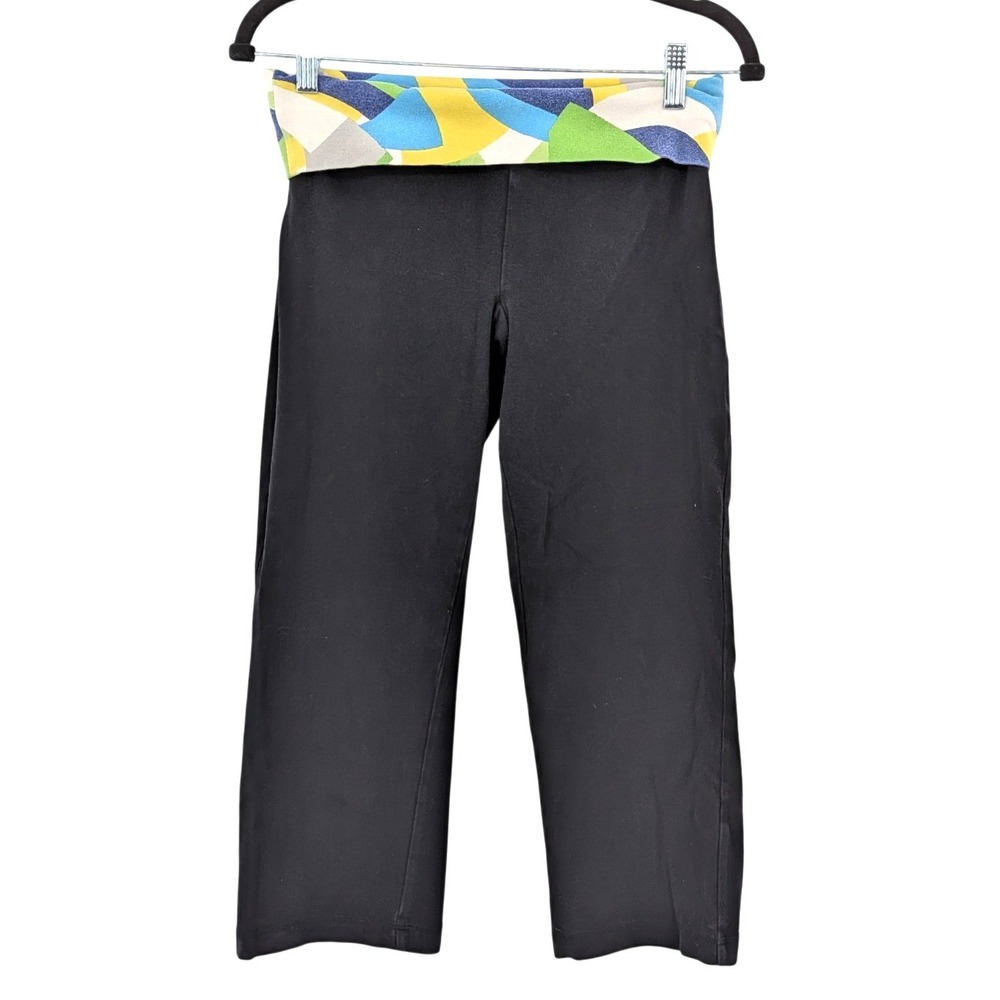 Y2K Fold Over Yoga Pants Flare Leg Low Rise Stretch‎ Black S